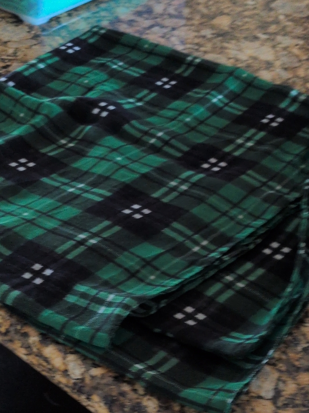 Green Black Plaid Flannel Scarf
